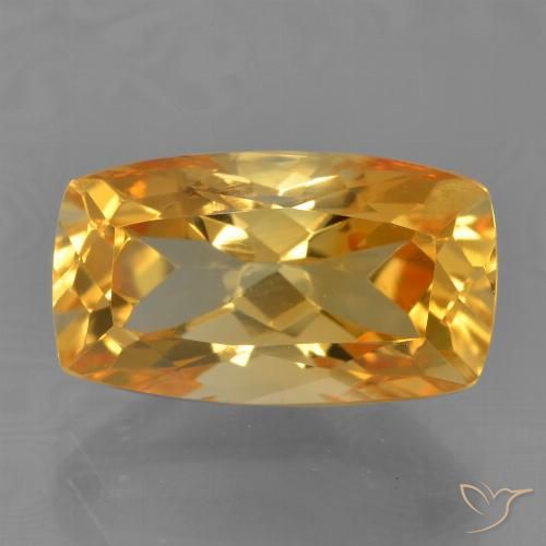 Citrine Doré-orange foncé naturelle Coussin, 4.24 ct, VVS-VS