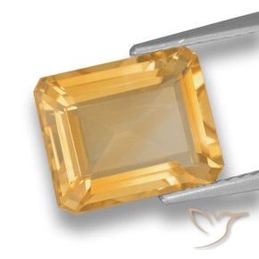 Citrine Or moyen naturelle Octogone / coupe Émeraude, 4.04 ct, VVS