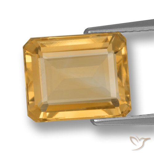 Citrine Orange-or moyen-léger naturelle Octogone / coupe Émeraude, 4.27 ct, VVS-VS