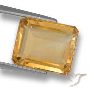Citrine Orange-or moyen-léger naturelle Octogone / coupe Émeraude, 4.27 ct, VVS-VS