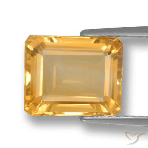 4.45ct Naturel Orange-or moyen-léger Citrine, Taille émeraude, VVS-VS