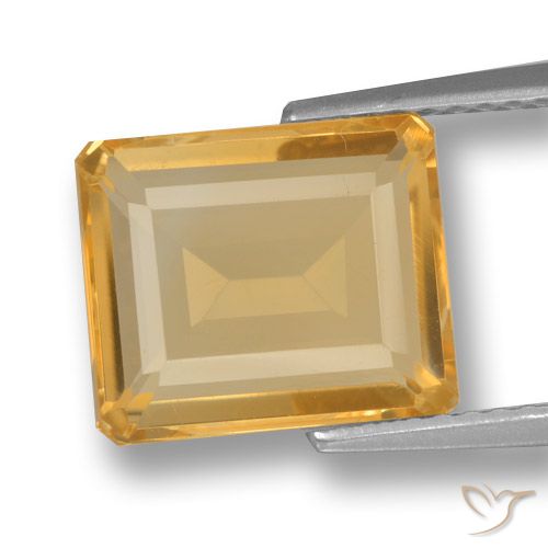 Citrine Orange-or naturelle Octogone / coupe Émeraude, 3.84 ct, VVS-VS