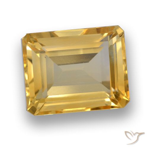4.34ct Naturel Doré moyen-foncé Citrine, Taille émeraude, VVS-VS