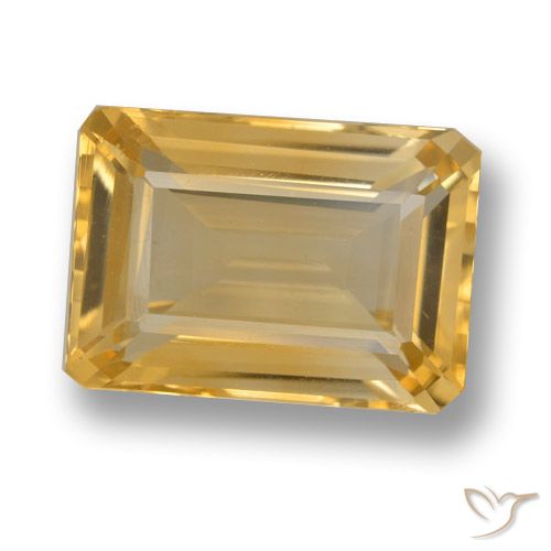 6.91ct Naturel Orange Doré Citrine, Taille émeraude, VVS
