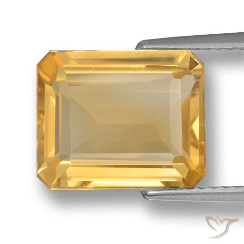 4.96ct Naturel Or moyen Citrine, Taille émeraude, VVS-VS