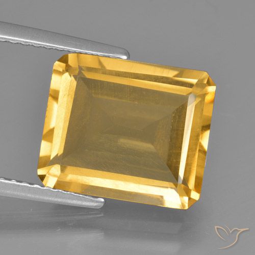 Citrine Orange Doré naturelle Octogone / coupe Émeraude, 5.28 ct, VS