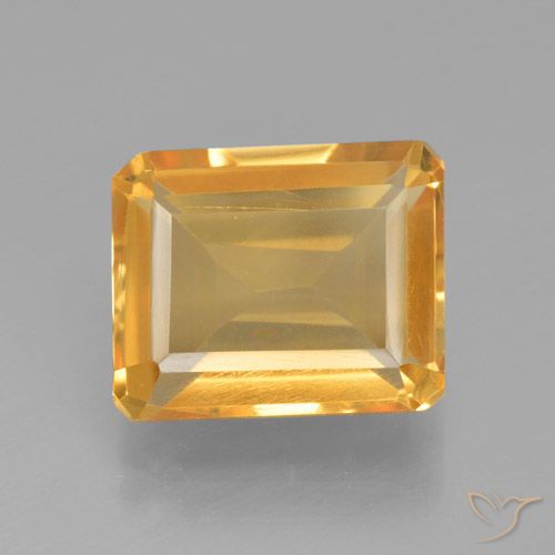 4.53ct Naturel Orange-or Citrine, Taille émeraude, VS