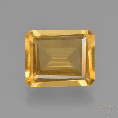 3.92ct Naturel Orange doré profond Citrine, Taille émeraude, VS