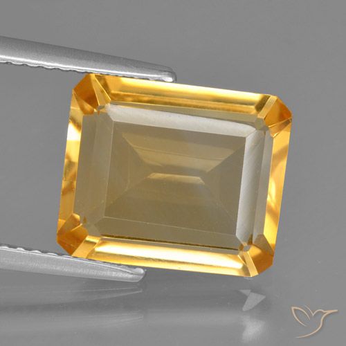 Citrine Orange-or naturelle Octogone / coupe Émeraude, 4.56 ct, VVS-VS