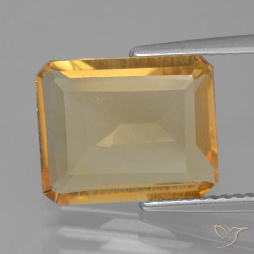 4.23ct Naturel Orange-or moyen-léger Citrine, Taille émeraude, VS