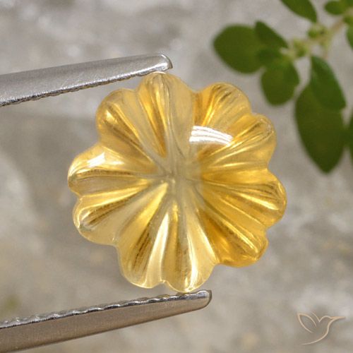 3.39ct Naturel Or moyen Citrine, Taille Fleur, Transparent