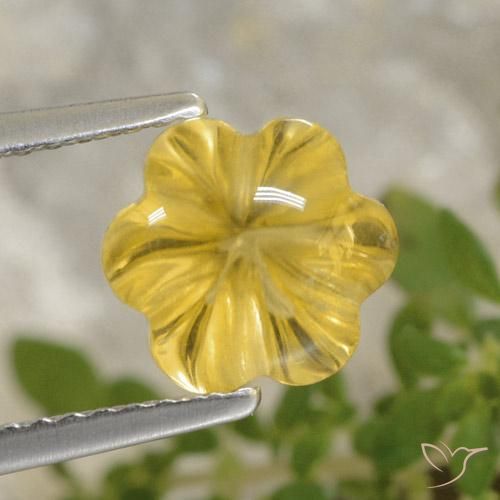 2.20ct Naturel Jaune Toscane Citrine, Taille Fleur, Transparent