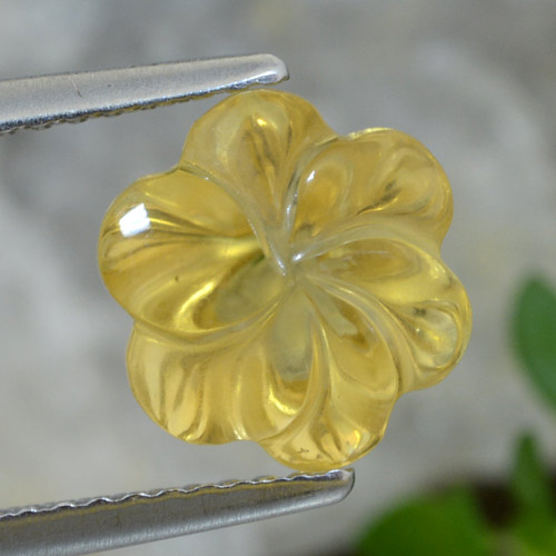 Citrine jaune naturelle taille fleur, 3,01 ct, transparent