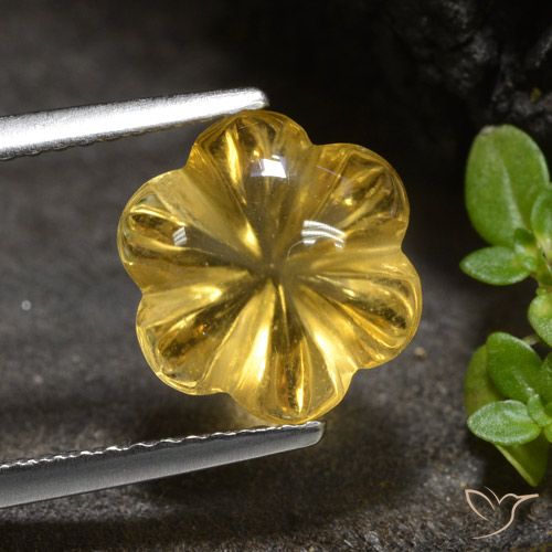 3.34ct Naturel Doré moyen Citrine, Taille Fleur, Transparent