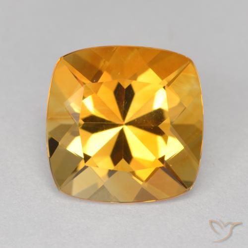 Citrine doré naturelle coupe coussin, 3,47 ct, VVS
