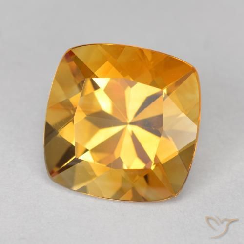 Citrine doré naturelle coupe coussin, 3,47 ct, VVS