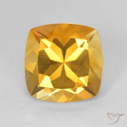 Citrine Doré foncé naturelle Coupe coussin, 3.67 ct, VVS-VS