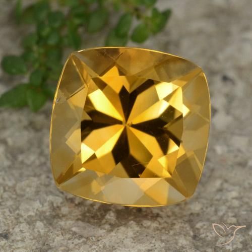 Citrine Orange doré profond naturelle Coussin, 3.69 ct, VVS-VS