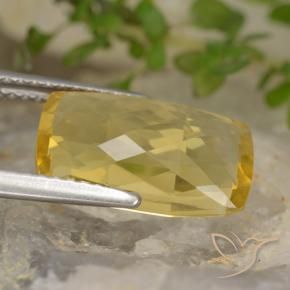 Citrine Jaune foncé naturelle Coussin, 4.16 ct, VVS