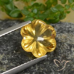 Citrine Jaune foncé naturelle Taille Fleur, 2.20 ct, Transparent