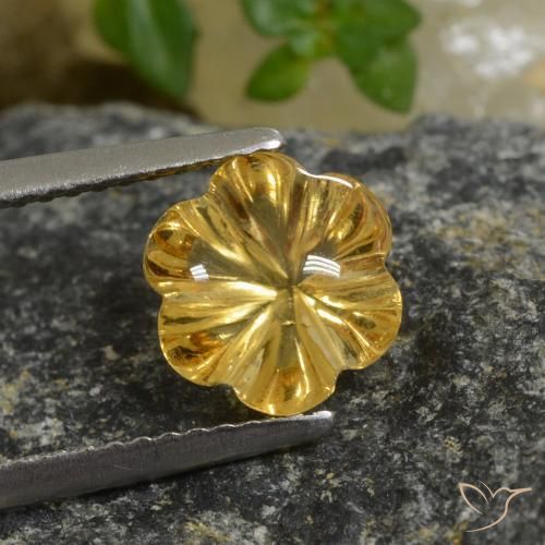 Citrine Doré profond naturelle Taille Fleur, 1.99 ct, Transparent