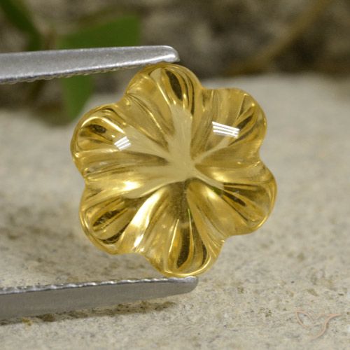 3.48ct Naturel Jaune foncé Citrine, Taille Fleur, Transparent