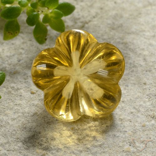 2.18ct Naturel Jaune foncé Citrine, Taille Fleur, Transparent