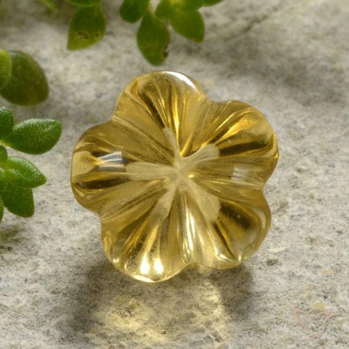 2.15ct Naturel Jaune miel Citrine, Taille Fleur, Transparent