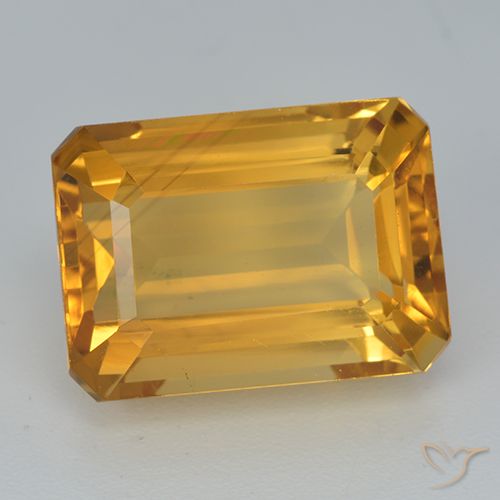 8.15ct Naturel Orange-or moyen-léger Citrine, Taille émeraude, VVS