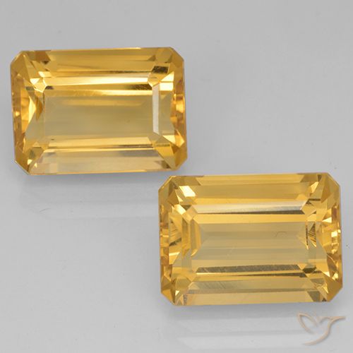15.27ctw Naturel Doré vif Citrine, Taille émeraude, VVS