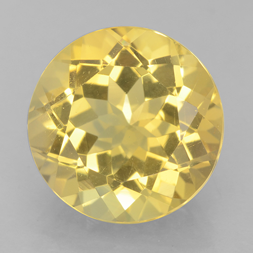 Citrine jaune naturelle coupe roude, 6,15 ct, VVS