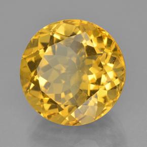 Citrine jaune naturelle coupe roude, 12,60 ct, VVS