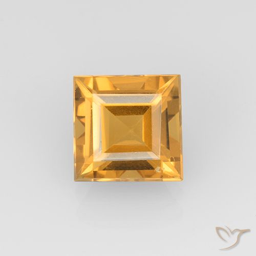 2.27ct Naturel Orange-or moyen-léger Citrine, Carré, VVS