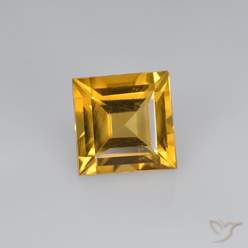 Citrine Orange doré profond naturelle Carré, 2.60 ct, VVS
