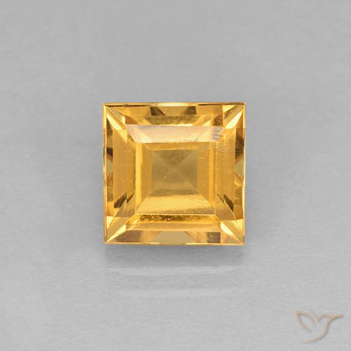 Citrine Orange-or moyen-léger naturelle Carré, 2.59 ct, VVS-VS