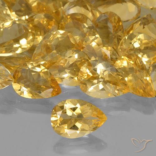 1.63ct Naturel Doré Citrine, En forme de poire, VVS-VS