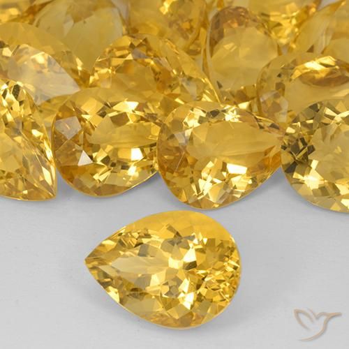 Citrine Doré moyen naturelle En forme de poire, 7.55 ct, VVS-VS