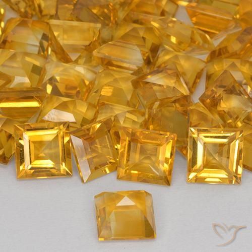 Citrine Orange-or naturelle Carré, 1.57 ct, VVS-VS