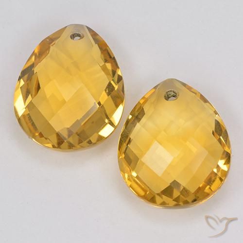 7.60ctw Naturel Orange Doré Citrine, En forme de poire, VVS-VS