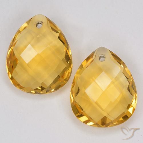 7.43ctw Naturel Orange Doré Citrine, En forme de poire, VVS-VS
