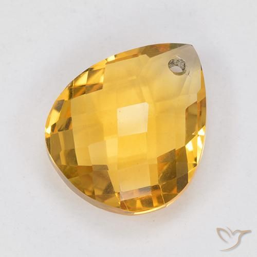 Citrine Orange Doré naturelle En forme de poire, 3.83 ct, VVS-VS