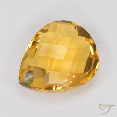 Citrine Orange Doré naturelle En forme de poire, 3.83 ct, VVS-VS