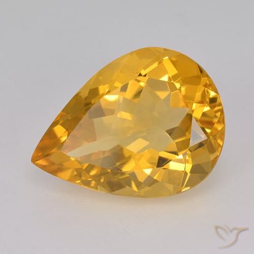 Citrine Orange doré profond naturelle En forme de poire, 7.63 ct, VVS-VS