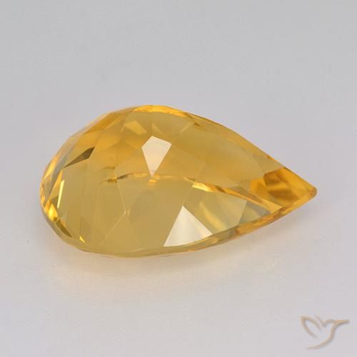 Citrine Orange doré profond naturelle En forme de poire, 7.63 ct, VVS-VS
