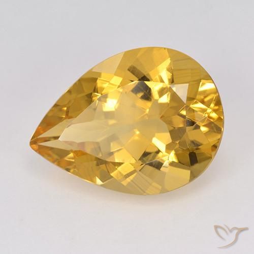 Citrine Orange Doré naturelle En forme de poire, 6.77 ct, VVS-VS