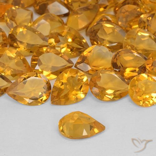 Citrine Orange moyen naturelle En forme de poire, 0.93 ct, VVS-VS