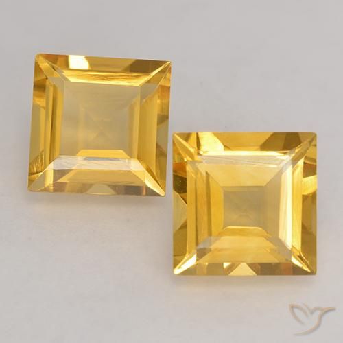 2.89ctw Naturel Or moyen Citrine, Carré, VVS-VS