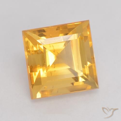 Citrine Doré vif naturelle Carré, 3.68 ct, VS