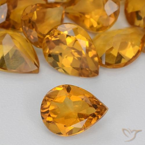 0.87ct Naturel Or orange foncé Citrine, En forme de poire, VS