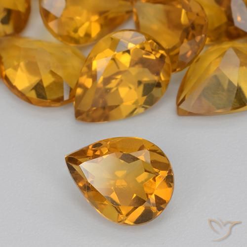 Citrine Or orange foncé naturelle En forme de poire, 0.87 ct, VS